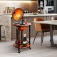 16th Century wood globe wine bar stand showcasing a vintage design with a detailed globe top and elegant wooden legs.