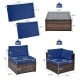 Navy cushions on a 6-piece patio rattan furniture set with a glass coffee table, ideal for outdoor relaxation.
