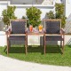 Two-seat patio rattan chairs with acacia wood structure and coffee table, perfect for outdoor relaxation.