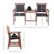 2-seat patio rattan chair set with acacia wood structure and coffee table, ideal for outdoor relaxation and gatherings.