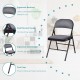 Folding chair set with upholstered seat and fabric backrest, designed for comfort and easy storage in any setting.