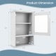 Dimensions of the white wall-mounted medicine cabinet with adjustable shelves and single door for bathroom storage.