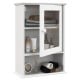 Wall-mounted white medicine cabinet with adjustable shelves, featuring a glass door and ample storage for bathroom.