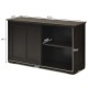 Kitchen storage cabinet with wood sliding door, featuring two shelves and a spacious top, perfect for kitchen.