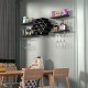 Wall mount wine rack set in black with storage shelves, featuring a unique diamond design for stylish home decor.