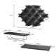 Wall mount wine rack set in black with diamond design, made of MDF and stainless steel, ideal for stylish storage.