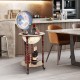 17-inch wooden globe liquor bottle wine rack with wheels, featuring an old world map design for stylish storage.
