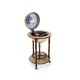 17-inch Italian style wooden globe wine rack with wheels, featuring an old world map design and heavenly interior view.