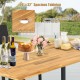 Acacia wood outdoor dining table with 69" x 32" tabletop, accommodating 6 people, featuring a 2" umbrella hole.