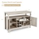Buffet server sideboard in gray with open shelf, drawer, wine grid for 9 bottles, and adjustable cabinets for versatile.