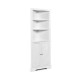 Free standing tall bathroom corner storage cabinet in white with elegant shutter doors, perfect for stylish.