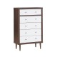 Antique-style free-standing dresser showcasing a close-up of the white drawer fronts and walnut frame, ideal for.