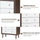Antique-style free-standing dresser with 5 drawers, walnut and white finish, featuring easy-to-grab handles for.