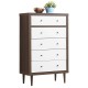 Antique-style free-standing dresser with 5 drawers, walnut and white finish, ideal for bedroom or hallway storage.