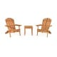 Adirondack chair set featuring solid eucalyptus wood, widened armrests, and a foldable design, perfect for outdoor.
