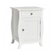White wooden accent end table with drawer and cabinet, featuring a wave-shaped bottom, perfect for stylish storage.