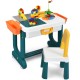 Kids activity table set with double-sided board for drawing and building blocks, includes storage compartments and.