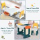 Kids activity table set featuring a double-sided board for learning and block play, perfect for ages 3 and up.