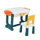 Kids activity table set with double-sided board, storage compartments, and chair, perfect for learning and creativity.