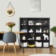 16-cube black plastic storage organizer with ABS connectors, ideal for customizable storage solutions in any space.