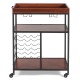 Three-tier serving cart featuring a stylish wooden top and metal frame, perfect for organizing wine and glassware in.
