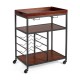 Three-tier serving cart with wine rack, featuring a durable design and guardrails, perfect for home organization and.