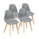 Set of 4 modern dining chairs with fabric cushion seats and solid wood legs, perfect for dining rooms and lounges.