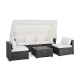 6-piece patio rattan furniture set with retractable canopy, showcasing a side view of the cozy seating arrangement for.