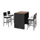 5-piece patio dining set featuring a solid acacia wood tabletop and weather-resistant PE wicker bar stools with.