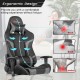 Reclining swivel gaming chair in gray with lumbar support, ergonomic design for comfort during gaming or office use.