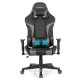 Reclining swivel gaming chair in gray with lumbar support and massage feature, perfect for gaming or office use.