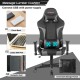 Reclining swivel gaming chair with lumbar support, gray faux leather, adjustable backrest, perfect for gaming or office.