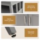 Side frame detail, metal handles, and adjustable foot pads of the Modern Practical Wooden Kitchen Lockers in gray.