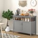 Gray wooden kitchen lockers featuring a spacious top, open shelf, and double door compartment for versatile storage.