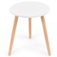16-inch modern round coffee table featuring a sleek white MDF surface and natural pine wood legs, perfect for stylish.