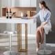 Stylish backless bar stool featuring an adjustable stainless steel seat and sleek design, perfect for modern dining.