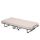 Rollaway guest bed with beige memory foam mattress and sturdy powder-coated steel frame, ideal for space-saving storage.