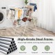 Close-up of the heavy-duty steel frame of the 2-tier foldable clothes drying rack, showcasing its stability and.