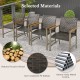 Set of 4 patio dining chairs featuring sun-resistant PE rattan and natural acacia wood armrests for outdoor use.