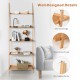 5-tier bamboo ladder shelf with strong support legs and raised edges, ideal for corner storage in living rooms or.