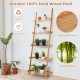 5-tier bamboo ladder shelf with natural wood grain, perfect for displaying plants and saving space in any room.