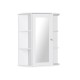 White bathroom cabinet with a single door and six open shelves, perfect for organized storage in modern spaces.