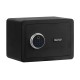 2-layer security safe deposit box in black steel with LED light, fingerprint access, and electronic panel for valuables.