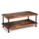 Industrial vintage coffee table with a sturdy engineered wood top and black steel legs, offering ample space for.