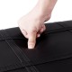 Close-up of the PU leather surface on the Solid Wood Piano Double Duet Keyboard Bench in black, showcasing its.