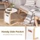Bentwood sofa side table with white lacquered tabletop and side pocket for storage, ideal for living room or bedroom.