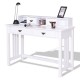 White Home Office Writing Computer Desk with 4 drawers and a floating organizer for efficient workspace organization.