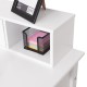 Floating organizer with colorful sticky notes on a white home office writing desk featuring a modern design and sturdy.