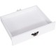 White drawer from the Home Office Writing Mission Computer Desk featuring a classic handle for easy access and.