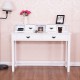White Home Office Writing Mission Computer Desk with a front view, featuring 4 drawers and a sleek floating organizer.